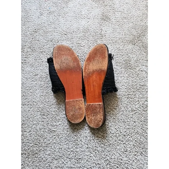 Proud Mary Womens Raffia Fringe Slip On Sandal In Black Footwear Size 6 - Picture 4 of 5